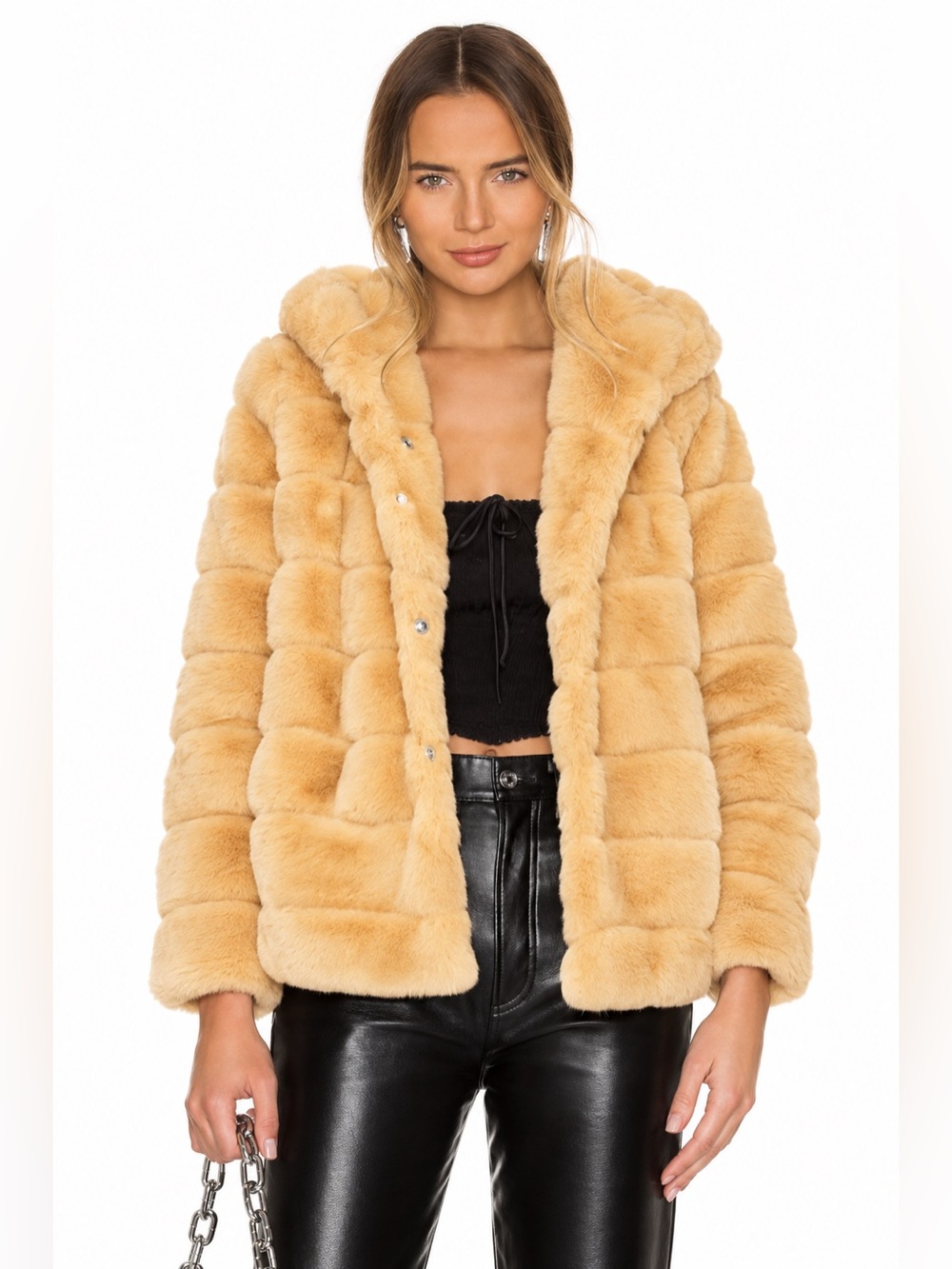 Apparis Goldie hooded coat caramel